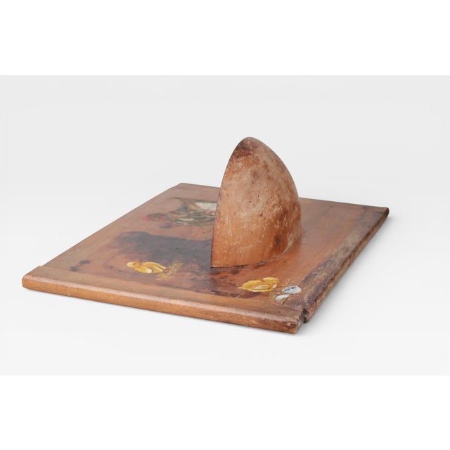 Early 20th Century Early 20th Century Wooden Wall Pocket With Hand-Painted Chickens For Sale - Image 5 of 16