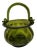 1960s Vintage Hand Blown Avocado Green Basket For Sale