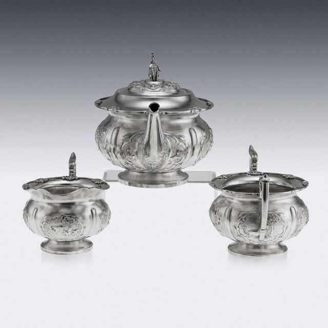 Late 19th Century Antique Indian Silver Tea Set from Bangalore, 1890, Set of 3 For Sale - Image 5 of 18