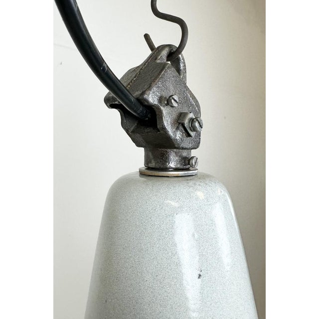 Gray Large Industrial Grey Enamel Factory Pendant Lamp from Zaos, 1960s For Sale - Image 8 of 18