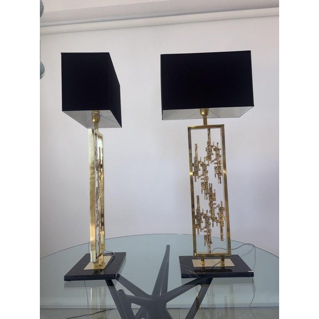 Metal Brass and Marble Table Lamps, 1980s, Set of 2 For Sale - Image 7 of 12