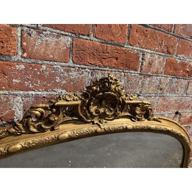 W: 135cm (53.1")h: 121cm (47.6")d: 5cm (2") a stunning large antique english 19th century carved wood & gesso arched top...