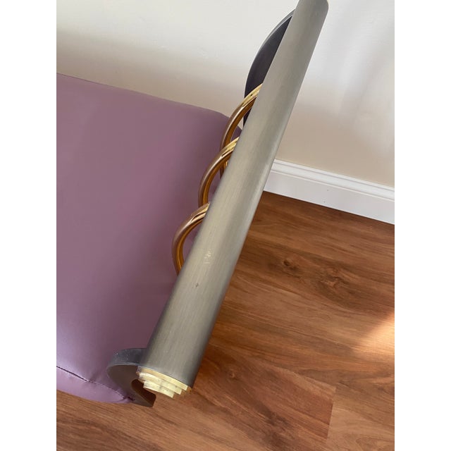 1980s Design Institute America Steel and Leather Bench For Sale - Image 9 of 12