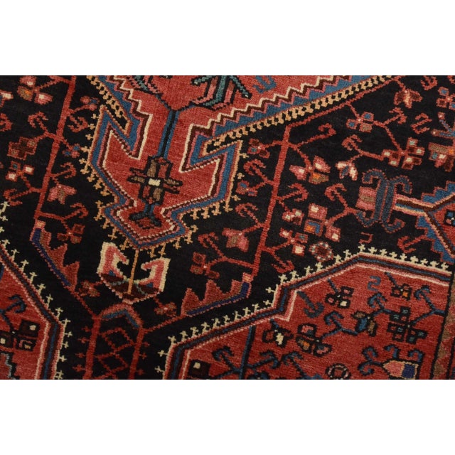 Zanjan Rug 3’7” X 5′ Blue Wool Vintage Tribal Hand-Knotted Oriental Carpet For Sale - Image 4 of 12