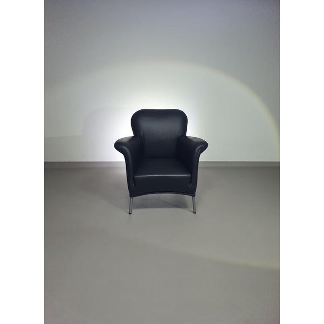 Model Turn Chair in Black Leather by Bert Plantagie, Set of 3 For Sale - Image 3 of 18