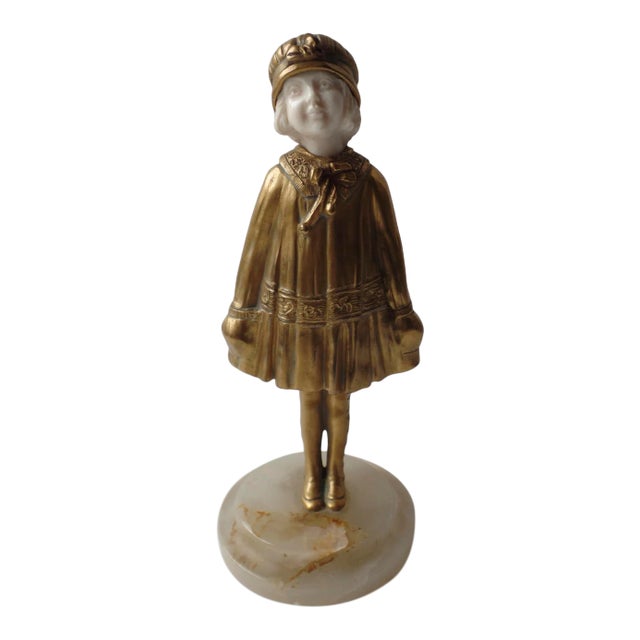 1920s Demetre Chiparus Young Girl in Hat Figurine For Sale