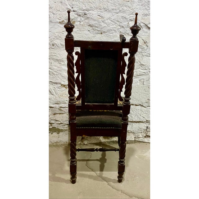 Share Antique Jacobean Revival Carved With Tapestry Upholstery Side Chair For Sale - Image 10 of 12