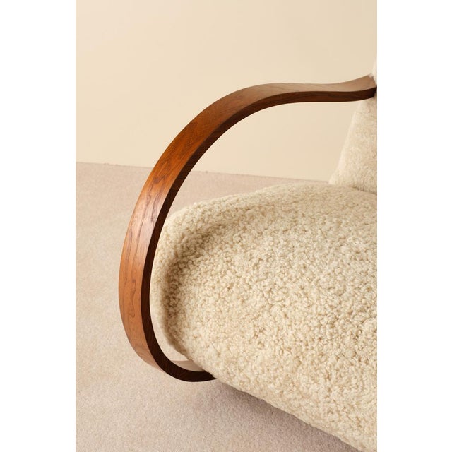 Vintage Swedish Rocking Chair in Sheepskin, 1950s For Sale - Image 3 of 9