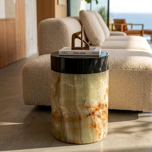 Contemporary Marble and Onyx Side Table by Forzini For Sale - Image 3 of 11