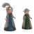 Pair of 2 Wood and Metal Folk Art Figurines Couple With Umbrella and Cane 4871b For Sale