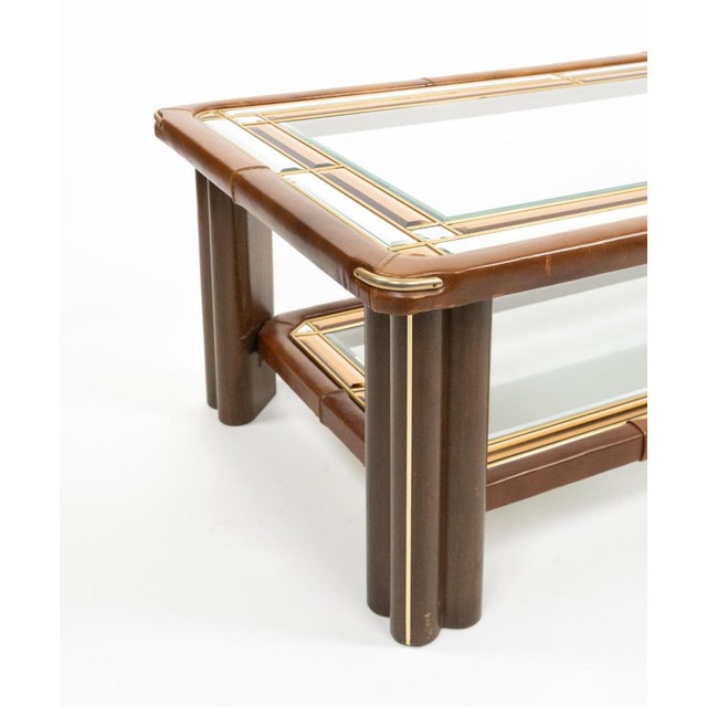 Mid-Century Modern Rectangular Coffee Table in Leather and Glass, 1970s For Sale - Image 18 of 18