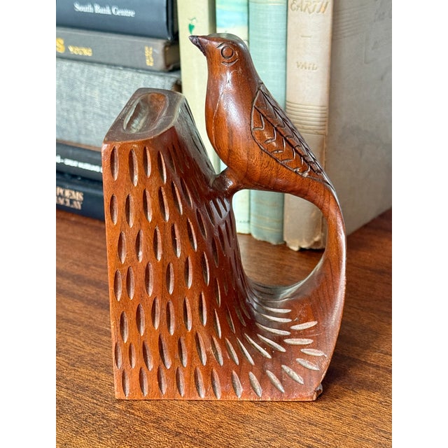Wood 1990s Carved Wooden Bird Bookend, a Single For Sale - Image 7 of 7
