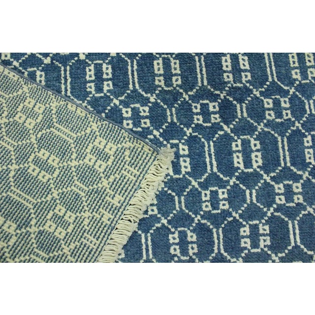 Textile 1990s Shabby Chic Modern Lt. Blue/Ivory Wool & Viscose Rug - 4'2 X 6'2 For Sale - Image 7 of 8