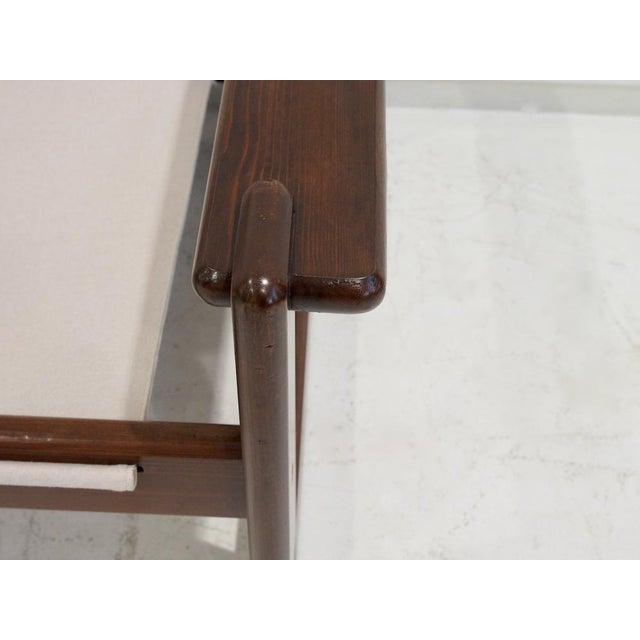 Brown Midcentury Brazilian Walnut and Canvas Sofa, 1960s For Sale - Image 8 of 18