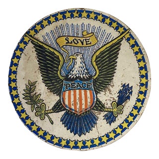 Vintage American Eagle Peace & Love Sign Plaque For Sale