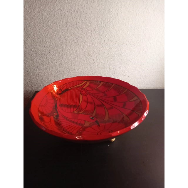 1970s 1970s Glazed Hand Painted Ceramic Decorative Bowl, Made in Italy For Sale - Image 5 of 6