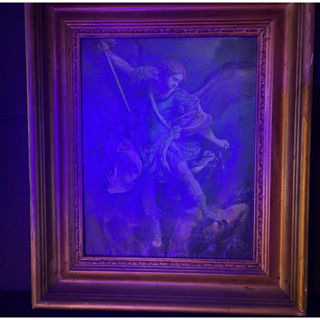 After Guido Reni, "The Archangel Michael Defeating Satan" Oil on Canvas Painting For Sale - Image 4 of 12
