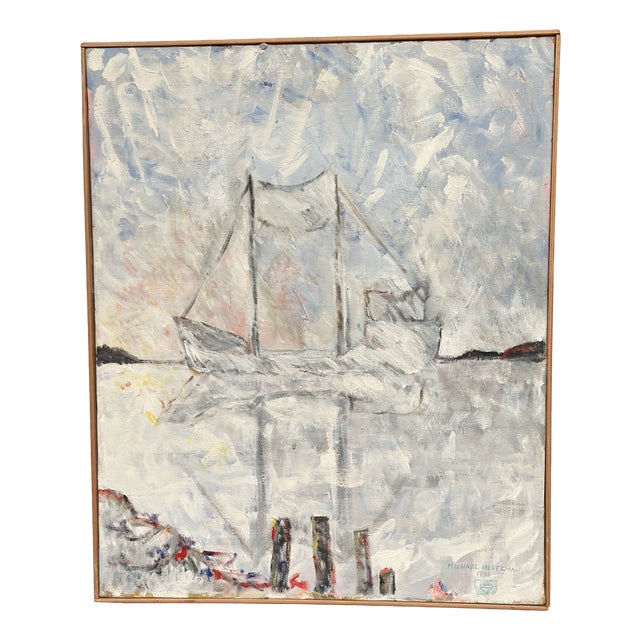 Michael Hertzman, Silhouette of the Boat, 1992, Oil on Canvas, Framed For Sale