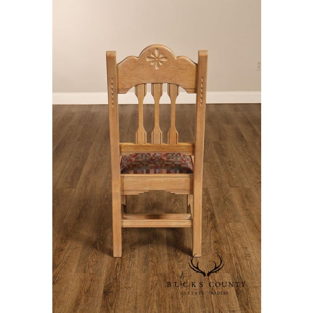 Southwest Style Vintage Set of Six Carved Pine Dining Chairs For Sale - Image 13 of 18