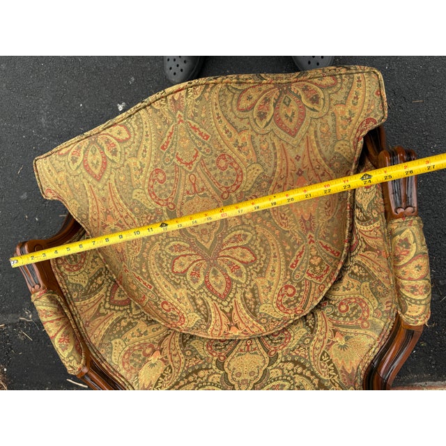 Pair of Vintage Ethan Allen French Louis XVI Style Bergères Armchairs.. Made in Italy For Sale - Image 12 of 17