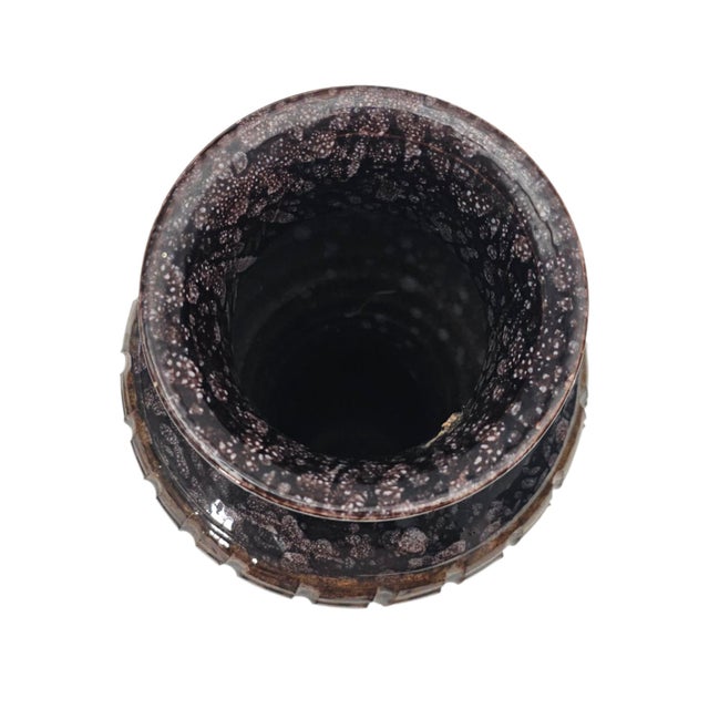 Mid 20th Century Mid-Century Italian Studio Pottery Brutalist Volcanic Glaze Lava Floor Vase 14" For Sale - Image 5 of 12