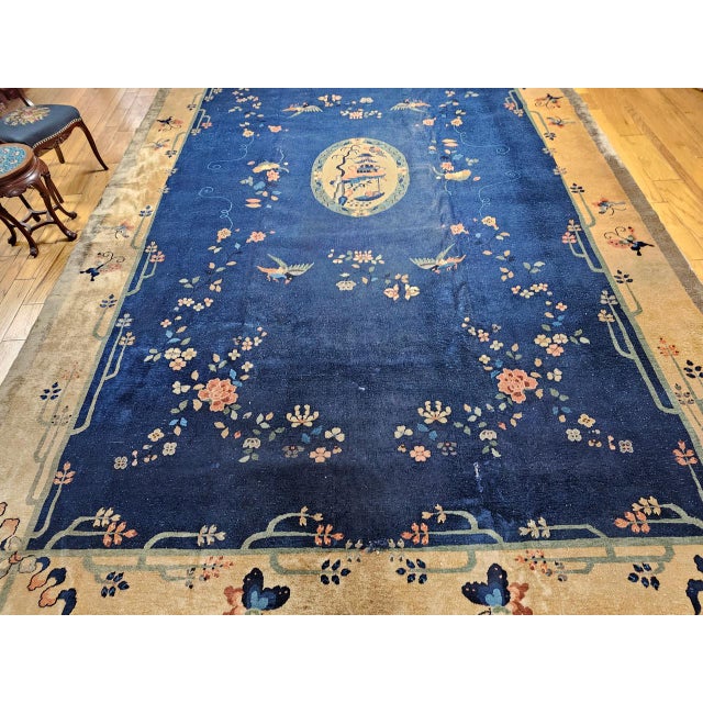 Vintage Chinese Art Deco Oversize Rug, Wool Pile, Pagoda Design, 12' X 20' For Sale - Image 16 of 16