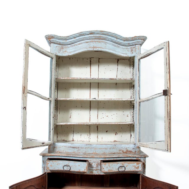 Early 19th Century French Country Louis XV Style Painted Buffet Duex Corps or Bookcase For Sale In Birmingham - Image 6 of 18