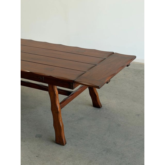Wood 1940's Trestle Dining Table With Leaf Extensions For Sale - Image 7 of 18