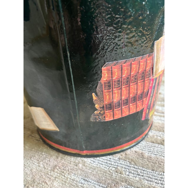 Black Decoupage Waste Can, Signed Workman Partners, New York For Sale - Image 8 of 15