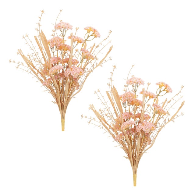 Modern Blush Floral Grass Bush (Set of 2) For Sale - Image 3 of 3