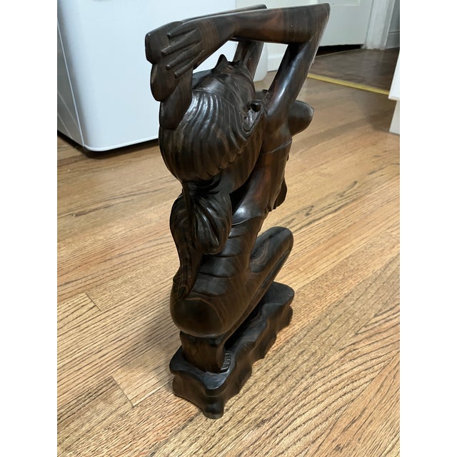 Mid 20th Century Mid 20th Century Traditional Balinese Dancer Wooden Sculpture For Sale - Image 5 of 5