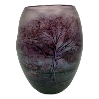 Hand-Painted Studio Glass Vase by Hans Jürgen Richartz, 1980s For Sale