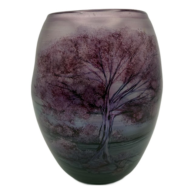 Hand-Painted Studio Glass Vase by Hans Jürgen Richartz, 1980s For Sale