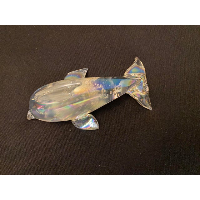 Nautical Vintage Carnival Glass Iridescent Dolphin Figurine For Sale - Image 3 of 6