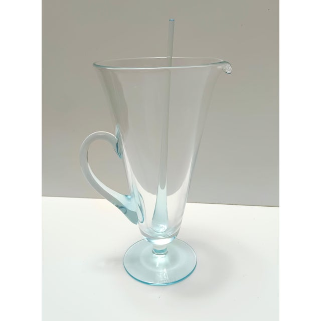 Light Blue Murano Glass Cocktail Glasses and Pitcher by La Murrina, 1980s, Set of 7 For Sale - Image 6 of 15