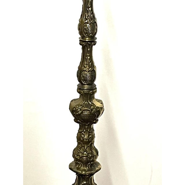 Brass Floor Lamp with Glass Shade, 1950s For Sale - Image 10 of 15