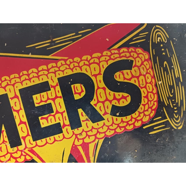 Authentic Vintage "Flying Farmer's Hogs" Enamel on Steel Sign For Sale In Milwaukee - Image 6 of 7