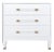 Matthew Izzo Home Amber White Linen Side Table With Lucite and Antique Brass Drawer Pulls For Sale