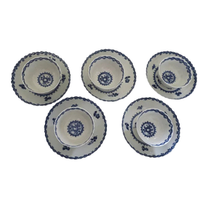 18th Century George III Worcester Tea Bowls & Saucers - 10 Pieces