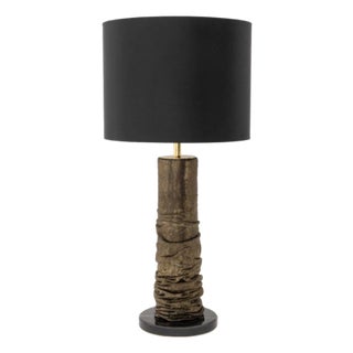 Koket "Ruche" Leather and Marble Table Lamp For Sale