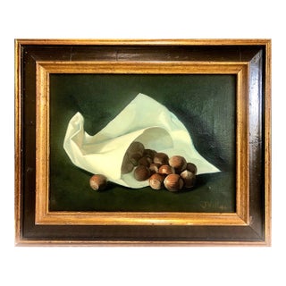 Decorative Late 20th-Century Still Life Painting of Hazelnuts For Sale