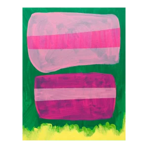 Contemporary Abstract Shapes Pink Purple Green Yellow Painting