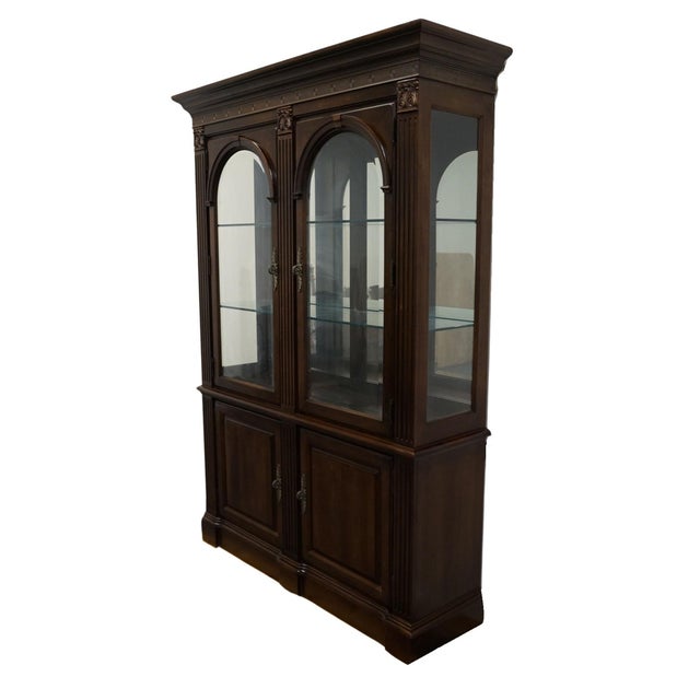 Rustic Kincaid Furniture Kings Road Collection Rustic Traditional Style 62" Buffet W. Lighted Display China Cabinet 74-084 / 74-088 For Sale - Image 3 of 12