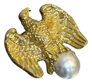 1960s-70s Gold Tone/Faux Pearl Eagle Brooch
