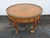 Mid 20th Century French Inlay Round Coffee Table With Brass Apron 6349 For Sale - Image 5 of 11