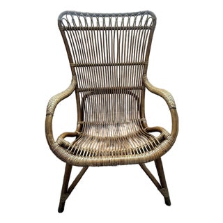 Sika Design Monet Highback Lounge Chair in Antique Rattan - Mid-Century Danish Modern For Sale