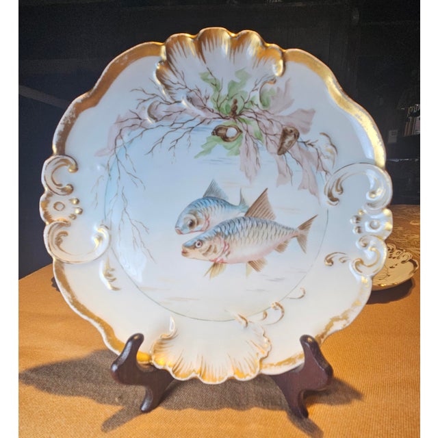 French 19th Century Limoges Fish Plates - Set of 3 For Sale - Image 3 of 12