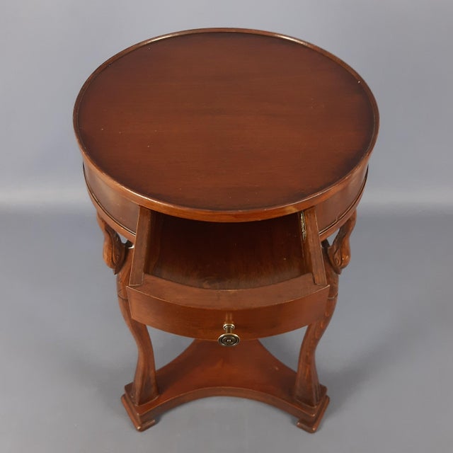 1990s Round Wooden Coffee Table with Carved Swans, 1990 For Sale - Image 5 of 15