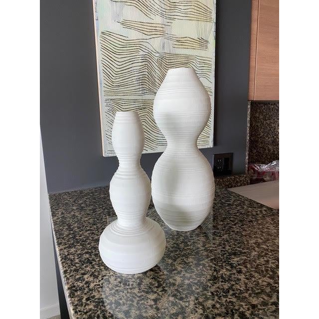 Ceramic White Sculptural Vases - Set of 2 For Sale - Image 7 of 8