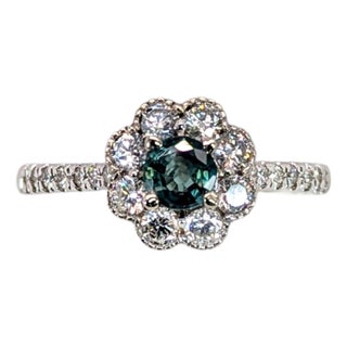 Flower Power Natural Color Changing Alexandrite Ring in Solid 14k Gold, 4.5mm, Size 6.75 For Sale
